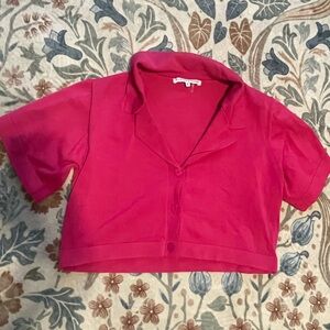 Endless Rose Vibrant Pink Button-Up Crop Top